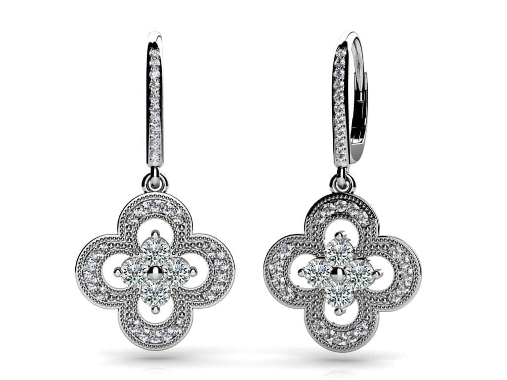 Lucky Blossom Diamond Drop Earrings Diamond with 1.26 ct.(finished) 1.1mm, 3.0mm